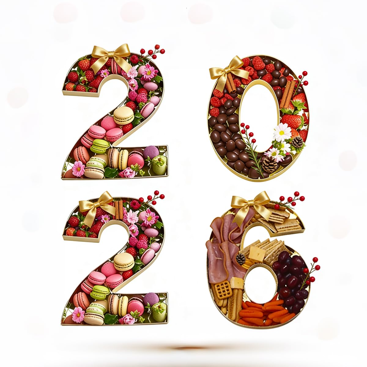 Photo 1 of 10" 2026 Cardboard Number Fillable Paper Mache Candy Tray Graduation Grade New Year Sweet Container