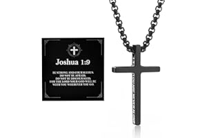 Alissl Boys Cross Necklace for Teen Boy Men,316L Stainless Steel Bible Verse Mens Pendant Christian Baptism Christmas Gifts for Teens Prayer First Communion Confirmation