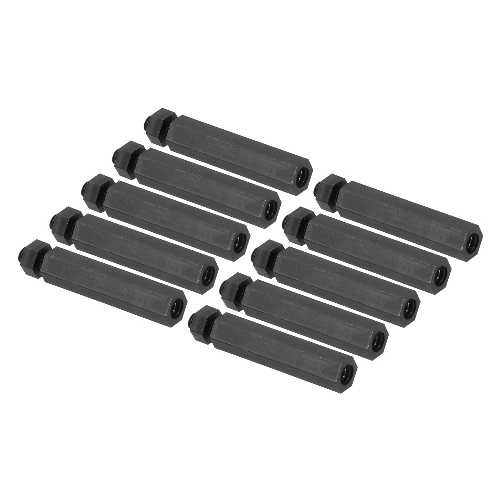 PATIKIL M3 Nylon Hex Standoff Screws Nuts, 1Set/100Pack PCB Male Female Threaded Kit for Motherboards, Computer Cases, Circuit Boards, Electronics (25mm+5mm, Black)