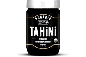 Organic Black Tahini Paste 16 oz (1lb) - Black Sesame Paste - USDA Certified, Kosher, Gluten Free Tahini Sauce - Creamy Tahini Organic with Hulled Sesame Seeds for Dressigns, Dips, Spreads & Hummus - The Holly Tree