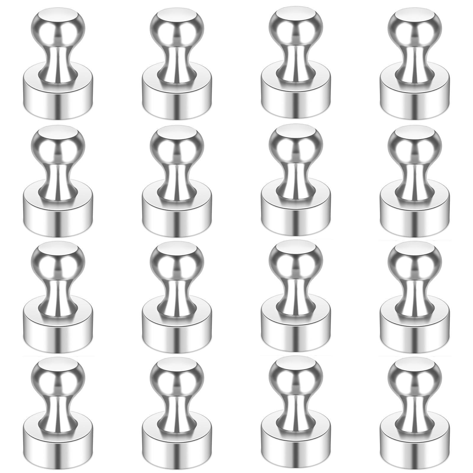 HRLORK Fridge Magnets 16 Pack 12 x 16 mm Small Magnets Cone Magnets have Strong Magnetic with Box for Office White Board School Fridge Notice Board（Silver） — image 1