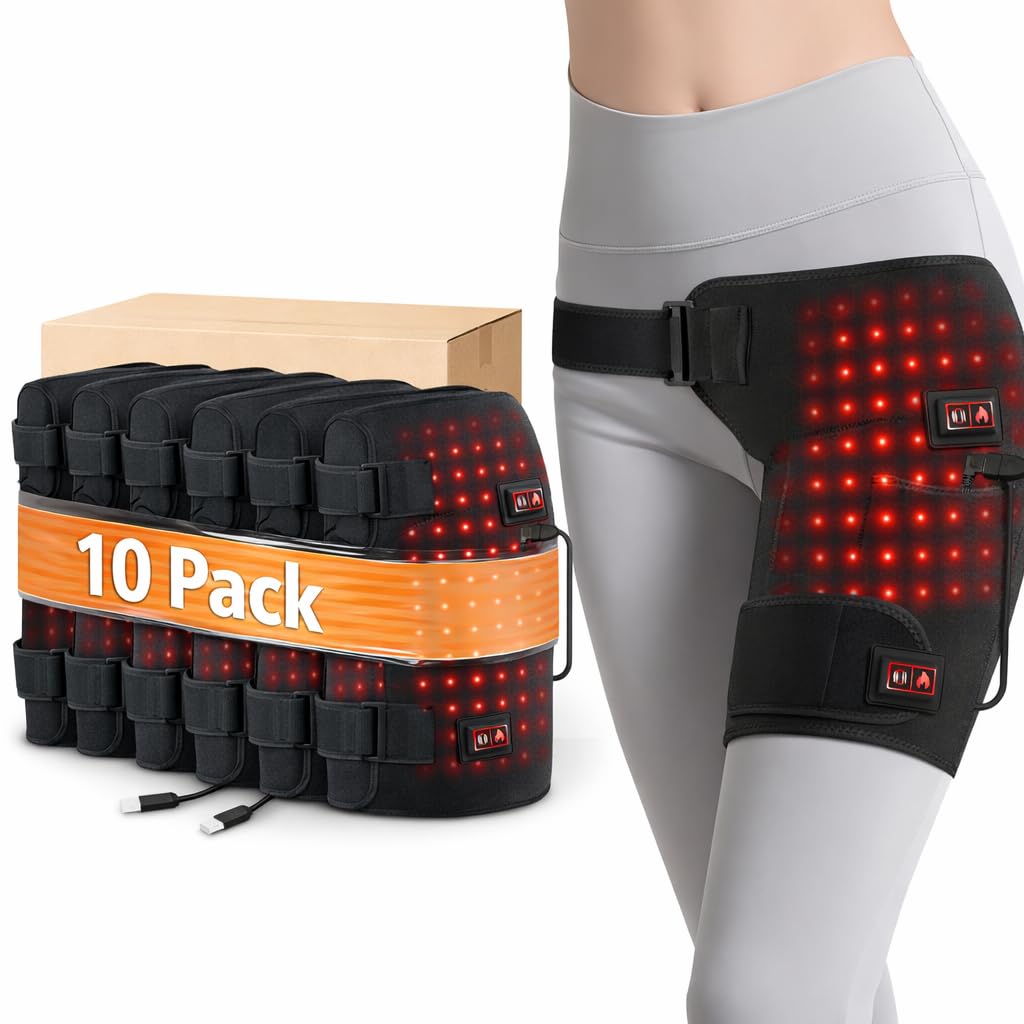 Photo 1 of ?1?0? ?P?A?C?K? Red Light Therapy Hip Heating Pad for Sciatica & Hip Pain Relief, USB Powered Hip Brace with Vibration & 3 Heat Levels, Wearable Support for Lower Back, Thigh & Buttock