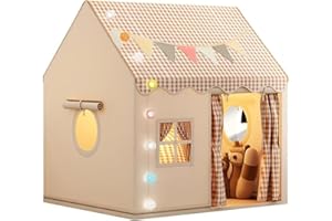 Large Kids' Tent Children's Play Tent Toy Hut Indoor Playhouse Birthday Party Decorations with Stars Light Unisex Birthday Gi