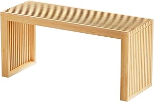 Wisuce Essentials Bamboo Dining Bench, 35 inch Farmhouse Decor Indoor Kitchen Table Bench, Entryway Shoe Rack Bench, Outdoor Bench, Solid Bamboo Benches for Living Room, Hallway, Bedroom
