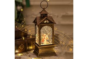 VORRIOP Christmas Snow Globes, Snowman Musical Lantern Lights USB Plug-in & Battery Operated Music can be Turned Off, Portable Creative Water Glitters Lantern for Christmas Decorations Indoor