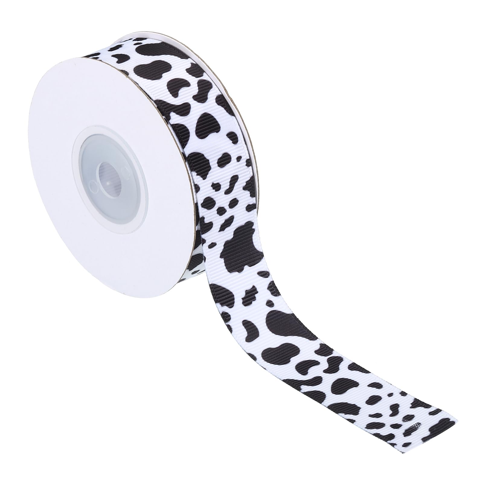 PATIKIL 10 Yards Ribbon for Gift Wrapping, 1pcs 22 mm (7/8inch) Cow Print Ribbons for Crafts Thin Ribbon for Wedding Decoration Gifts Home Coming-Mum Hat Bow, Black White
