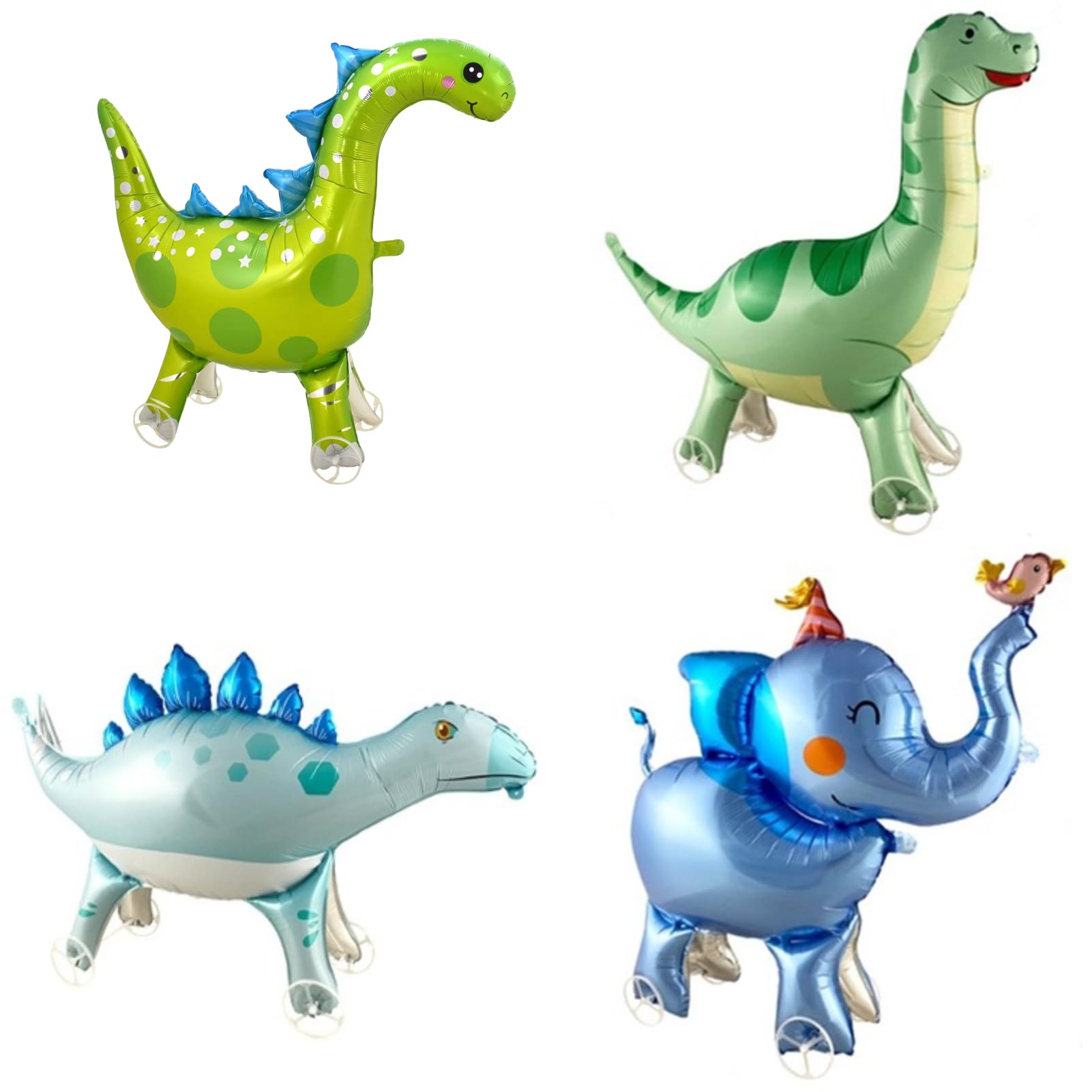 Photo 1 of 4 PCS Self Standing Large Dinosaur Balloon walking with Wheels Theme Kids Birthday Party (Type A)