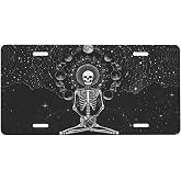 UEQIKI Skull Mystic Front License Plate for Women Car Vanity Plates Decorative Aluminum Metal Cute Novelty License Plate Cover for Men 6x12 Inch (4 Holes)