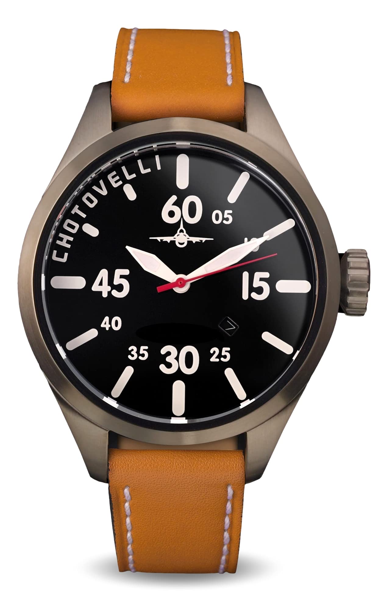 chotovelli Pilot 47mm Type B dial Camel Strap Men's Watch- 5200.2 — image 1