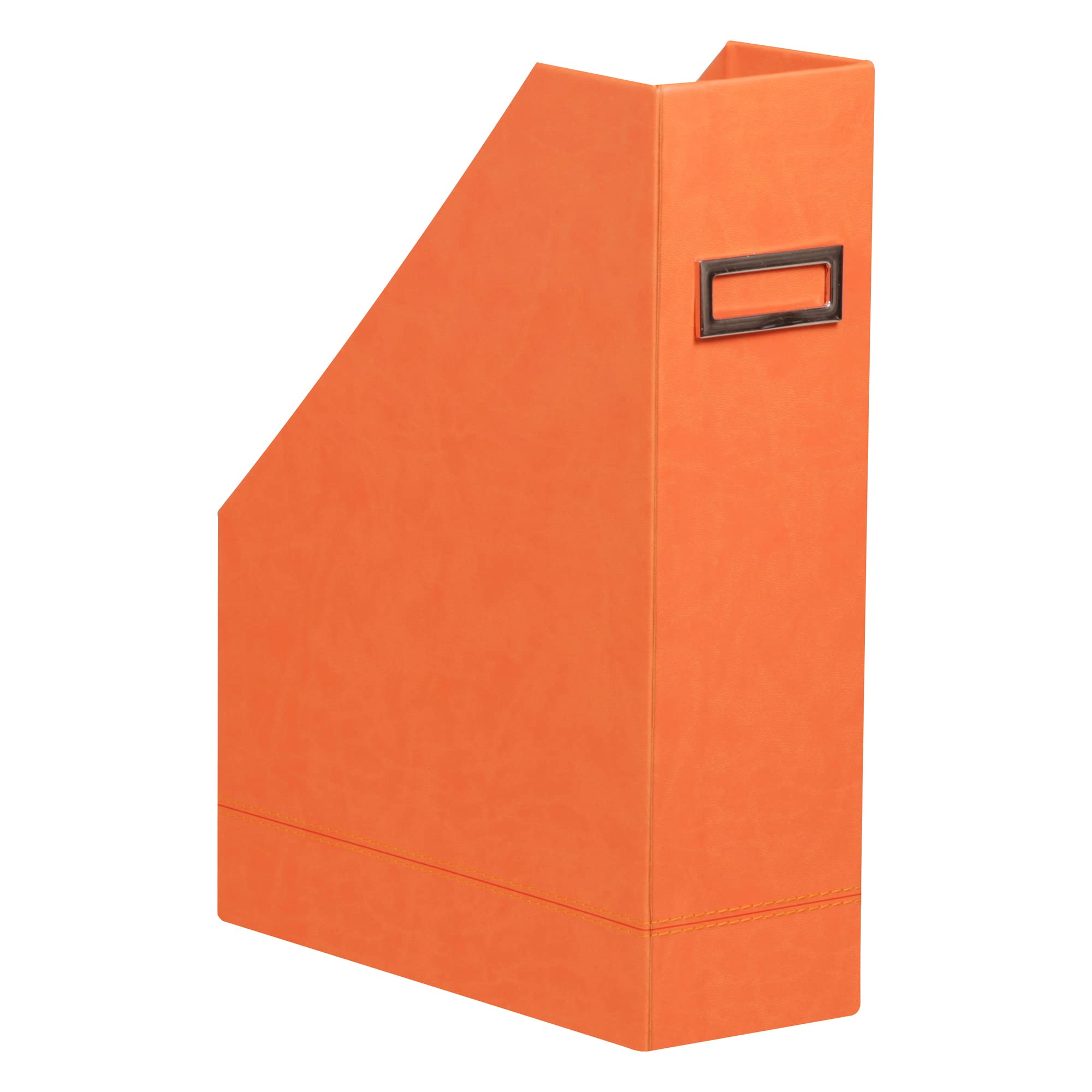 RHODIA 318934C - Tangerine Magazine Rack - 10x25x31 cm - Orange Saddle Stitching - Faux Leather Exterior - Rhodiarama Home Office Collection - Office Organization & Designer Storage
