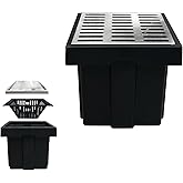 Natotela 18x18x15 in. Catch Basin with 304 Stainless Steel Grate | Large Capacity French Drain Debris Basket Without Reserved Hole DIY Anti Corrosion Patio Downspout Commercial