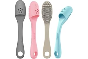 Coomazy 4-Pack Silicone Dog Toothbrushes - Safe & Non-Toxic, BPA-Free, Odorless, Heat Resistant, Dishwasher Safe - Ultra-Soft, Gentle on Teeth, Dogs Love It! Easily Removes Dirt & Plaque