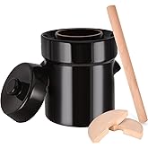 Fermentation Crock 5 Liter / 1.3 Gallon, Sauerkraut Crock with Lid, Weights & Pounder - Ceramic Fermenting Crock Kit for Pickling Cabbage Kimchi Pickle Vegetables- Sauerkraut Fermentation Crock.
