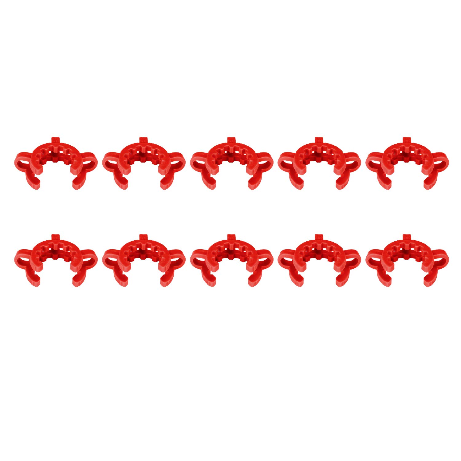 stonylab Plastic Joint Clips, 10 pcs 29mm Lab Keck Clamp #29 for 29/40 Joint Glass Standard Conical Interface Clip Ground Accessory, Red