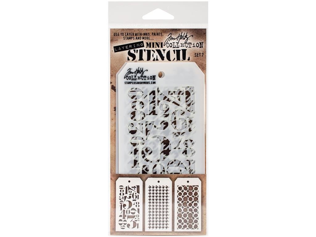 Stampers Anonymous Tim Holtz Mini Layered Stencil Set #7,8.61x21x0.2 cm