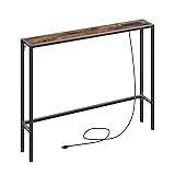 MAHANCRIS Narrow Console Sofa Table with Charging