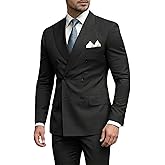 Elionm Mens Suits 3 Piece Slim Fit Double Breasted Suits for Men Formal Jacket Vest Pants Wedding Prom Men's Suit Tuxedo Set
