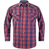 Snap Buttons Flannel Shirts for Men Regular Fit Mens Long Sleeve Shirt