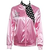 1950s Pink Satin Jacket with Neck Scarf Girls Women Halloween Costume (X-Small)