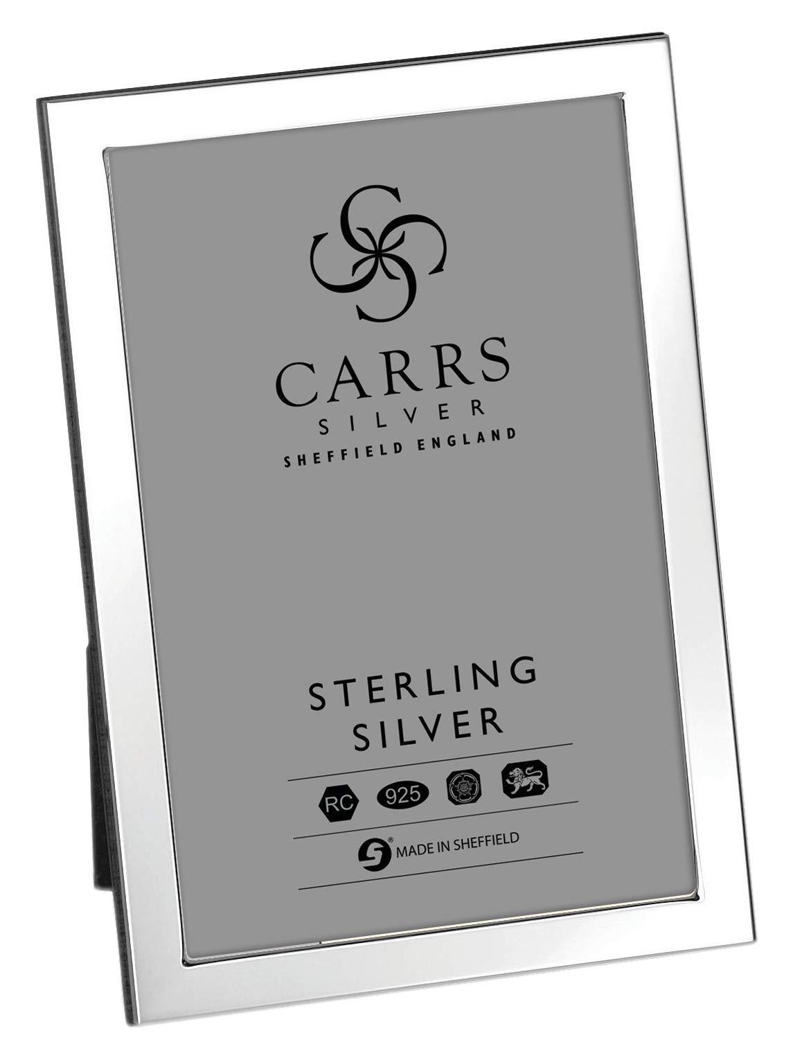 Carrs Silver Photo Frame. Modern Design with Wood Back in Sterling Silver - 8" x 6"
