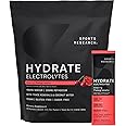 Sports Research Hydrate Electrolytes Powder Packets - Sugar-Free & Naturally Flavored with Vitamins, Minerals, and Coconut Water - Supports Hydration - 16 Packets - Cherry Pomegranate