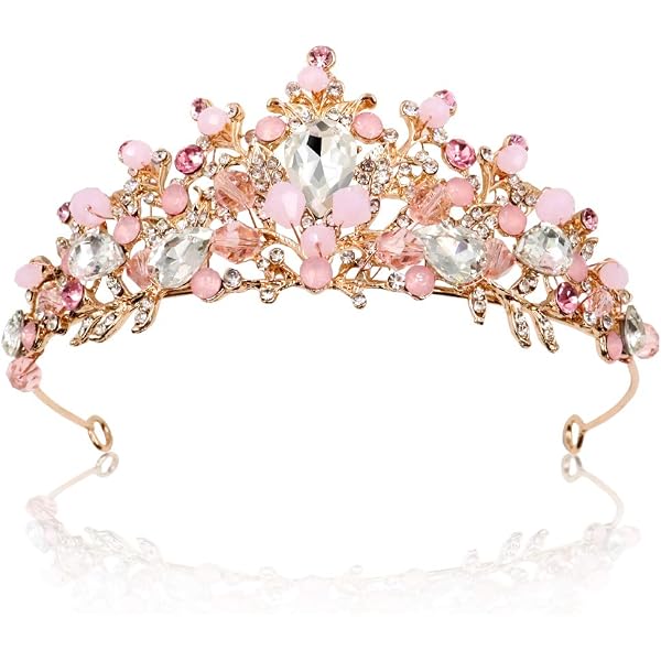 Koolouispoper Crystal & Pearl Butterfly Wedding Jewelry Set - Tiara, Necklace & Earrings (Rose Gold Crown)