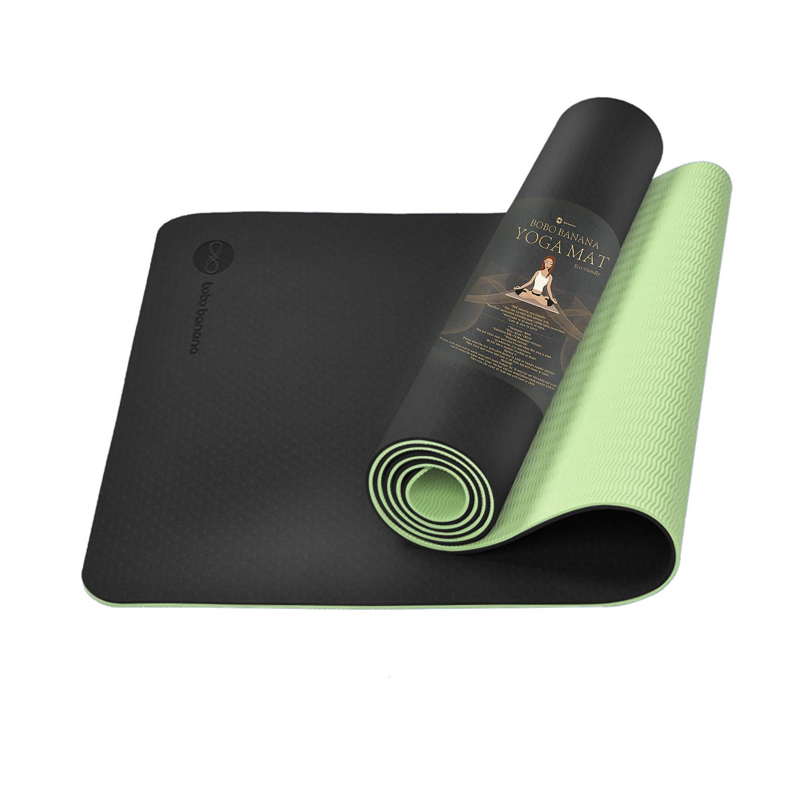 bobo banana Yoga Mat, TPE Non-Slip Fitness Mat Exercise Floor Pad for Yoga, Gymnastics, Pilates (Dark Green)