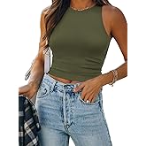 ATHMILE Womens Double Lined Crop Tank Tops Casual Basic Shirts Sleeveless Workout Tops Cute Summer Clothes Teen Girls