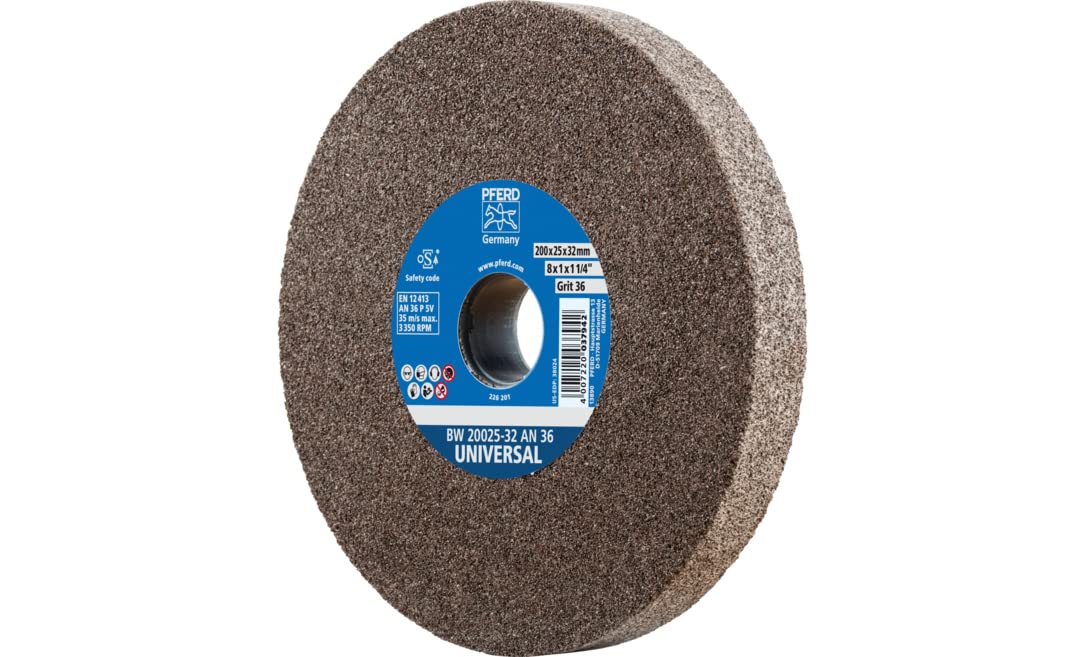PFERD 39009711 Universal Abrasive Disc, 200 x 25 x 32 mm, A36, Hard Sanding Disc for Universal Grinding Tasks, with Reducing Sleeves (25/20/16 mm)