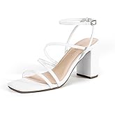 DREAM PAIRS Women's Heels Chunky Block Strappy Square Open Toe Ankle Buckle Heeled Sandals Wedding Party Dress Shoes Indie