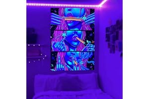 Hippie Hippy Wall Tapestry Trippy Smoking Tapestry Blacklight Weed Tapestry for Stoner Bedroom Room Decor Weed Accessories Sm