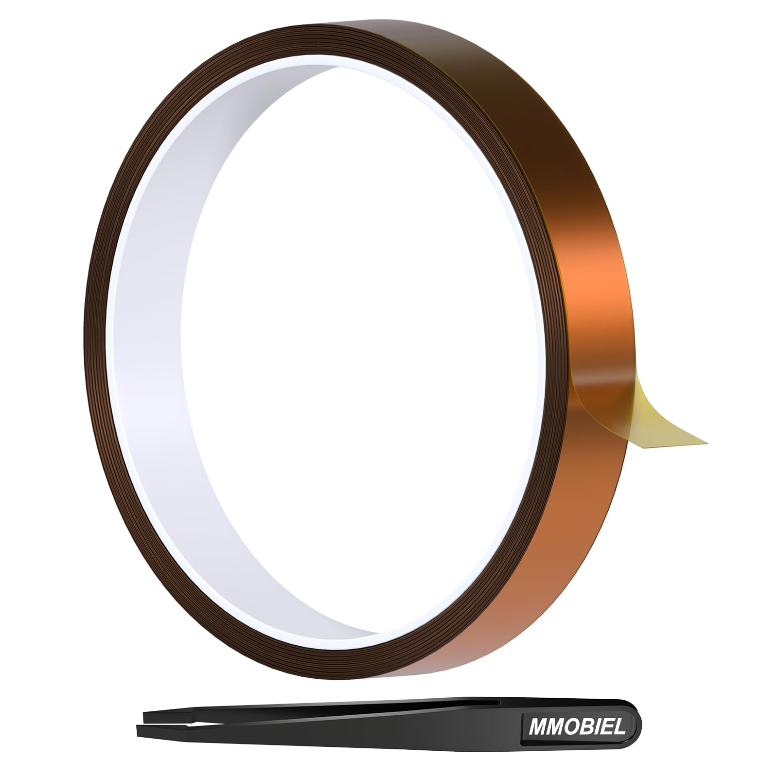 MMOBIEL Heat Tape for Sublimation & Electronics Polyimide Tape 0.8" x 100ft (20mm x 30m) – High Temp up to 536°F, ESD Tweezer Included – for Heat Press, 3D Printing, Soldering, HVAC