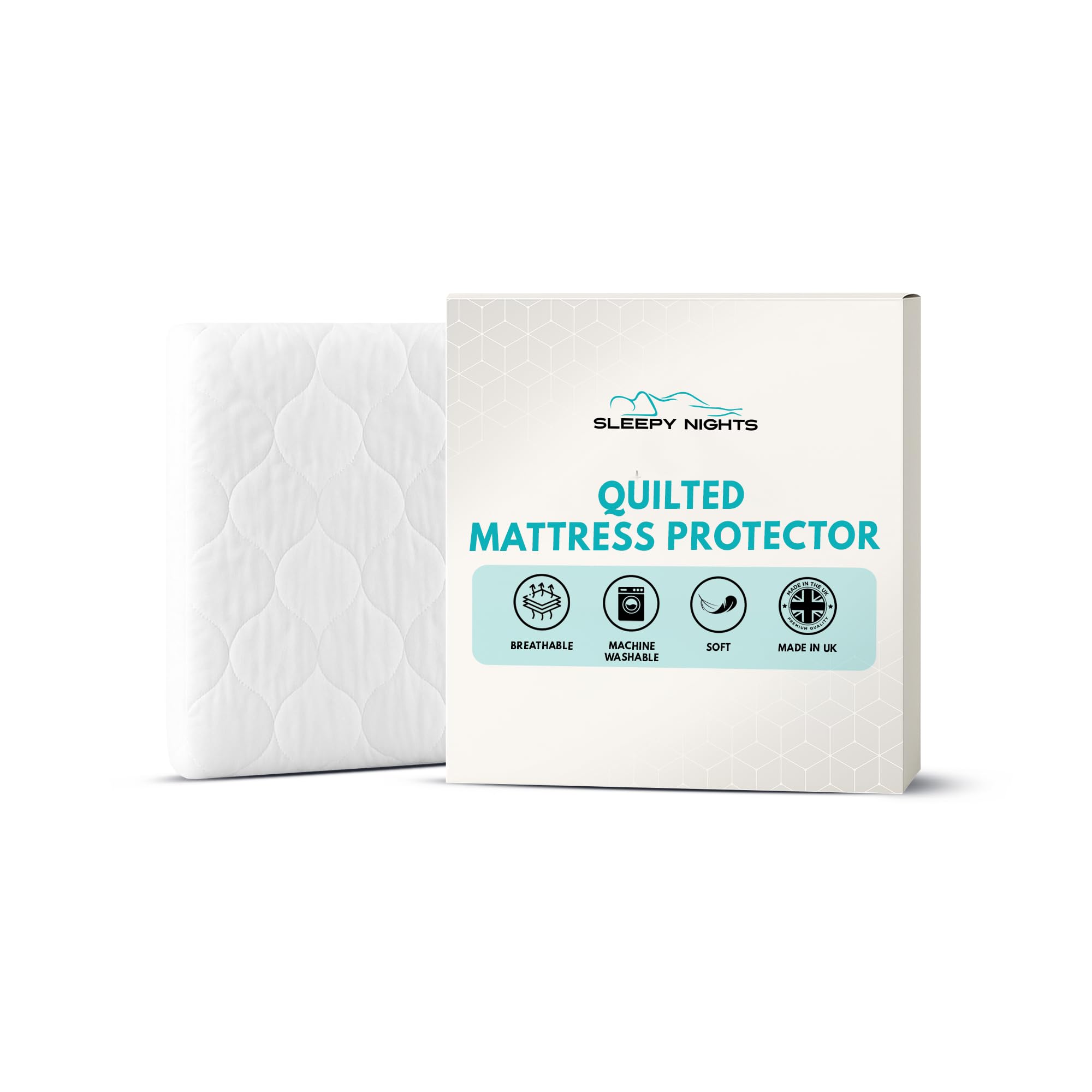 SleepyNights Quilted Mattress Protector With Polycotton Side Skirts Non Allergenic Machine Washable 135 x 190 cm Double
