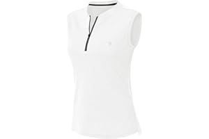 YSENTO Women's Dry Fit Tennis Golf Shirts 1/4 Zip Sleeveless Collarless UPF 50+ Yoga Gym Workout Tops Shirts