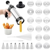 Churro Maker Kit with 16 Discs, 8 Nozzles &amp; Piping Bag, Cookie Press | Stainless Steel Churro Maker Machine For Homemade Churros, Cookies, Desserts, Avoid Over‑Stiff Dough