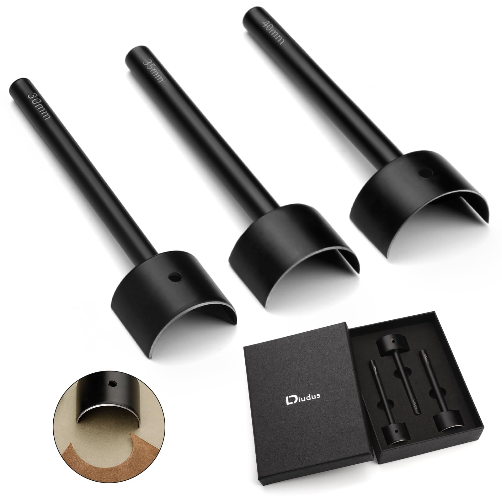 Photo 1 of 3 Sizes Leather Corner Punch, Half-Round Punch Set, Leather Belt End Punch Tool, Belt Cutter Cutting Tool, Leatherworking Tools for Strap Belts, Wallet, Bags