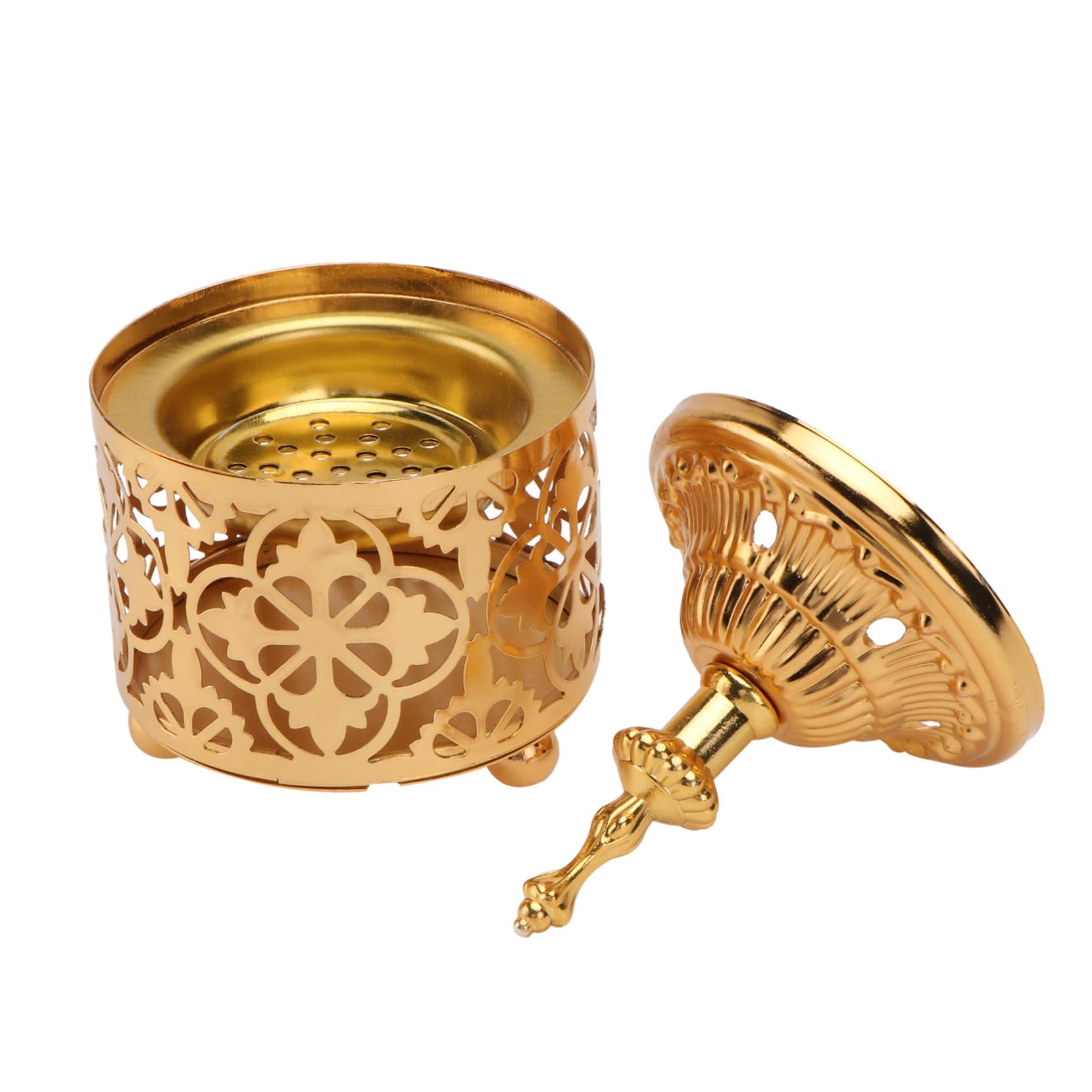 Garneck Bakhoor Burner - Frankincense Incense Holder - Metal Censer for Charcoal Discs Oud Burner with Tea Light Stand for Home Decoration and Relaxation