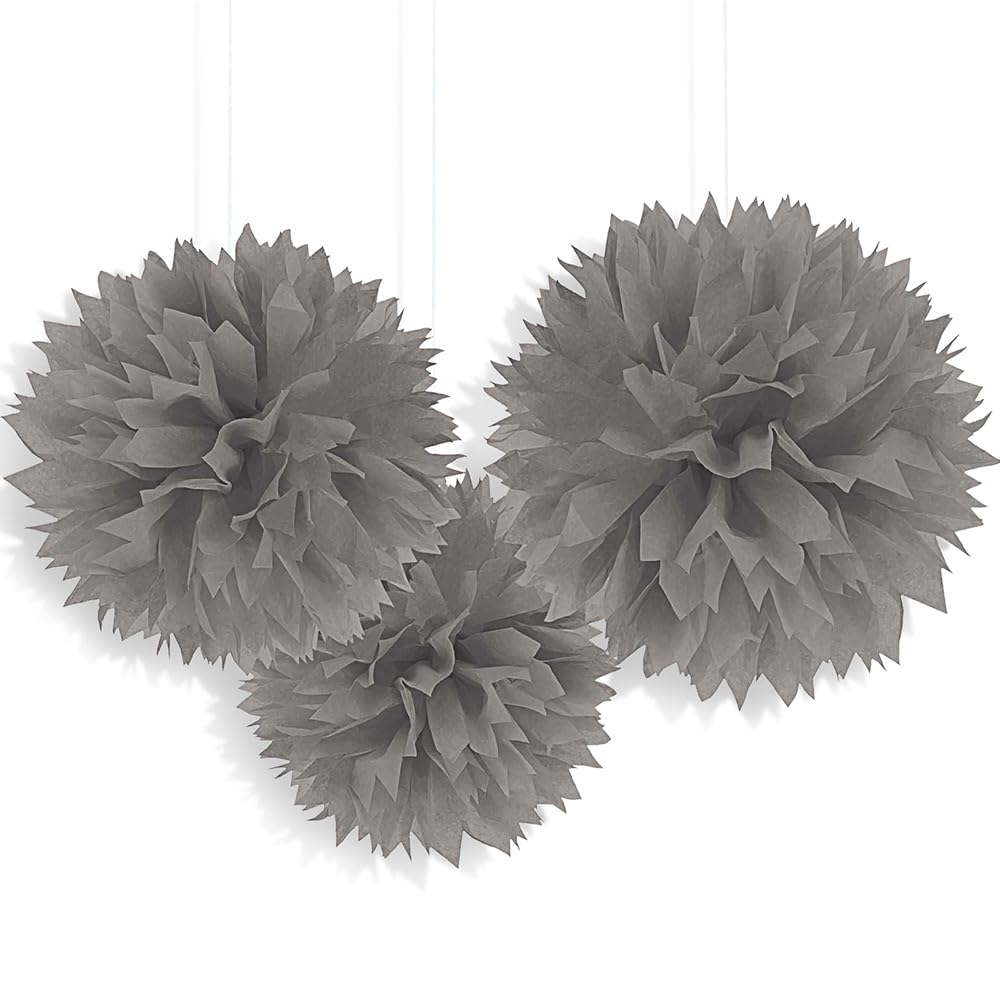 Amscan 18055-18-55 Dec Fluffy Silver- 3 Pack