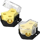 RVBOATPAT 12V Power Distribution Block Car Audio Splitter 2 Way 0/2/4 Gauge in 4/6/8 Gauge Out Ground Distribution Block Amp 