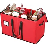 Sattiyrch Christmas Figurine Storage Box & Nutcracker Storage Container, 600D Canvas,Keeps 8 Holiday Figurines,15 Inches,Adjustable Area & Pockets for Decorations