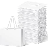 Fainne 24 Pcs White Mini Gift Bags with Handle Gift Card Bags Bulk Extra Small Paper Party Favor Boxes Tiny for Christmas Wedding Baby Shower Birthday Wrapping Supplies, 7.4 x 5.1 x 2.3 Inch