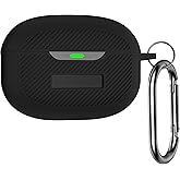 Geiomoo Silicone Case for Raycon Everyday Earbuds (2024 Edition), Soft Flexible Scratch Resistant Protective Cover with Carabiner (Black)
