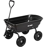 BILT HARD 4 Cu.Ft. 10" No-Flat Tires Poly Yard Dump Cart with 180&deg; Rotating Handle, 600 lbs Capacity Heavy Duty Garden Carts and Wagons