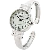STC White Silver Metal Band Small Size Bangle Cuff Watch for Women