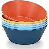 Unbreakable Large Cereal Bowls Set of 6, 32 Ounce BPA-Free Microwave & Dishwasher Safe Salad Bowls, Stackable Multicolor Kitchen Bowls for Serving, Soup, Oatmeal, Pasta, Camping & Daily Use
