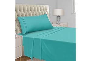 Mejoroom Twin Sheet Set - Kids Sheet & Pillowcase Sets - Hotel Luxury Twin Sheets for Boys Girls -Deep Pocket Fitted Sheet,Hypoallergenic,Wrinkle& Breathable,Fade Resistant - 3 Piece(Twin,Teal)