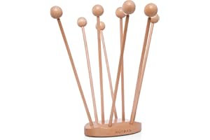 HOTCAN Plastic Bag Drying Rack, Reusable Bag Drying Rack, Bottle Drying Rack Space Saving for Kitchen, Bottle Dryer Rack, Beech Wood Drying Rack, Easily Assembled and Disassembled for Storage