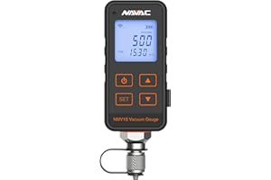 NAVAC NMV1S Premium Micron Vacuum Gauge - High-Pressure Protection - HVAC Digital Vacuum Gauge with Level Alarm and Leakage Warning - Decay Test - Large Backlit Display