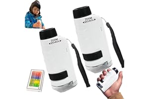 mcgotasy The Miniscope, Miniscope Portable Microscope Kids, Handheld Pocket Microscope for Scientific Experiment (White *2)