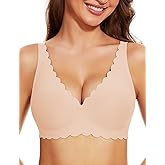 Gailife Wireless Bras for Women No Underwire Comfortable Seamless Bralettes with Support Everyday Cute Floral Plunge Bra